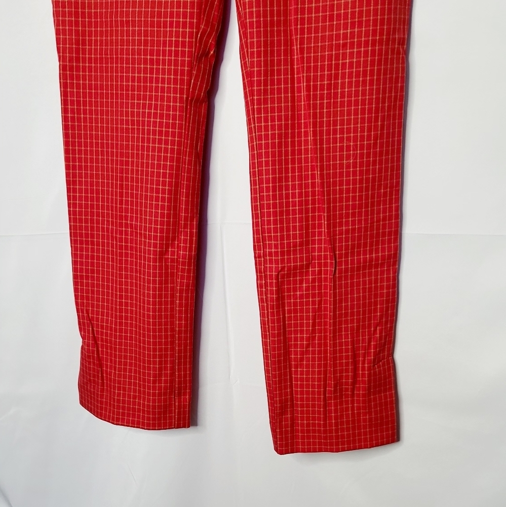 NWT Anthropologie straight leg checkered red career business work pants sz 2 - Picture 4 of 11